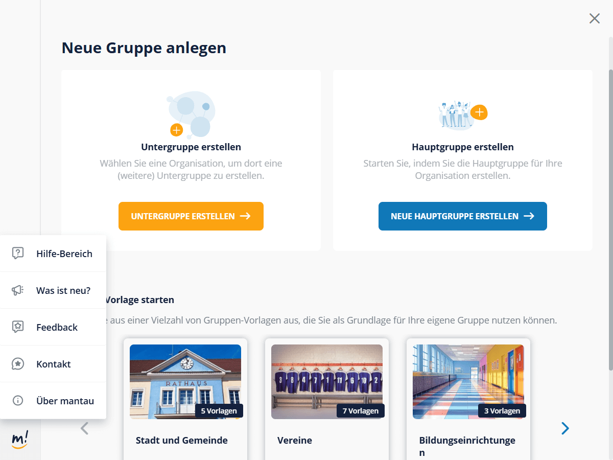 Hilfe-Bereich & mehr