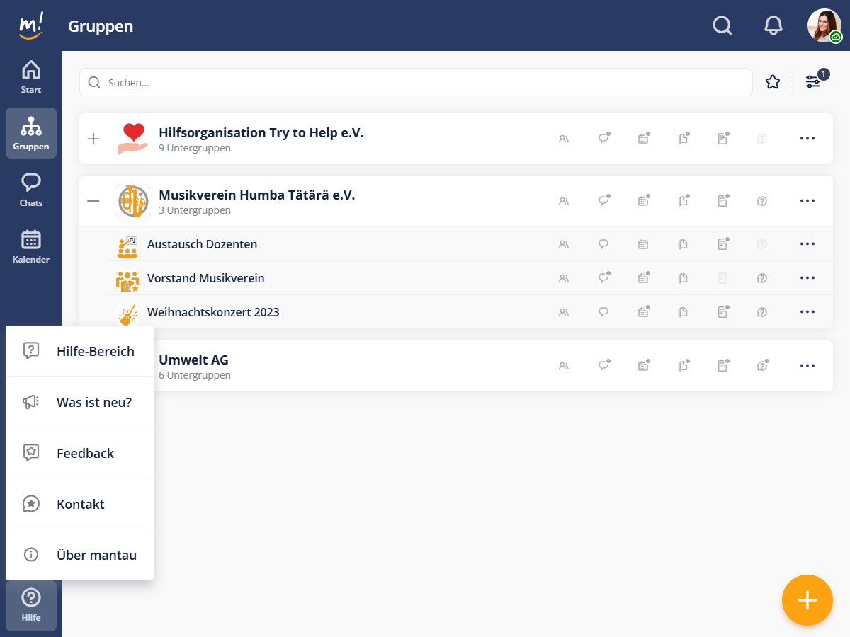 Hilfe-Bereich & mehr