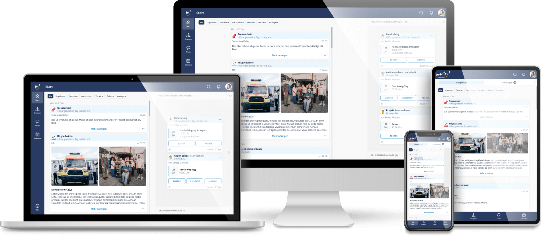 mantau! Die App für Organisationen, Unternehmen, Vereine und Initiativen. Für iOS, Android, Web. mantau! Der Gruppenmanager